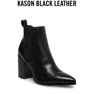 Kason Black Leather Boots Steve Madden